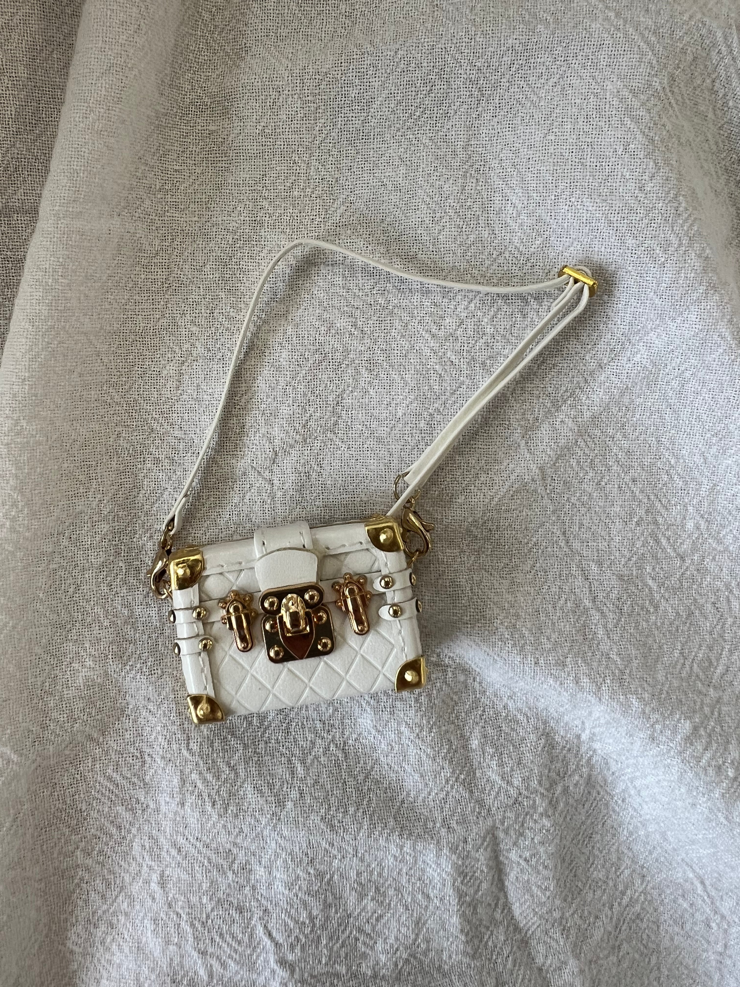 Labubu Mini Trunk Crossbody Bag - White with Gold Accents