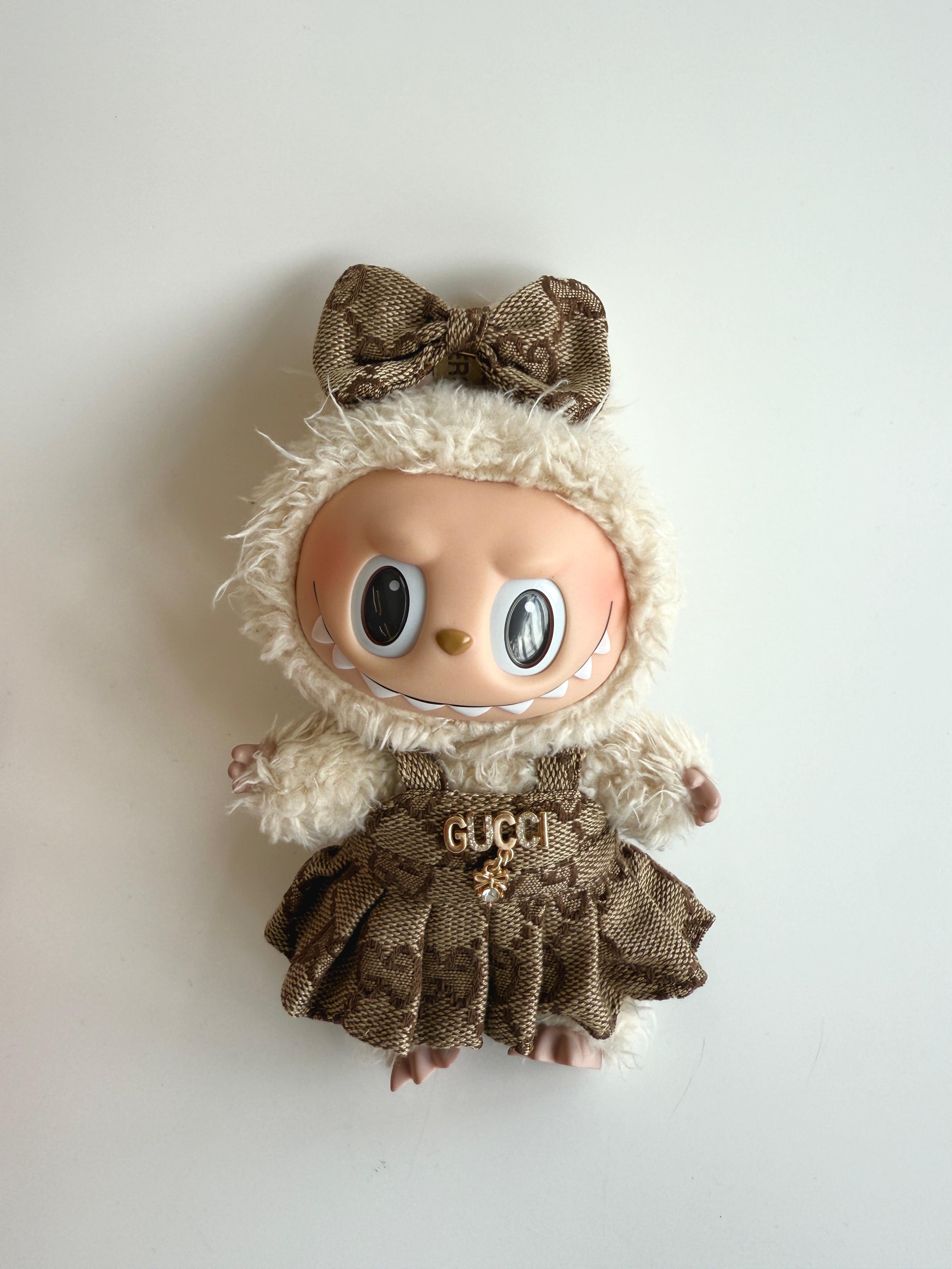 Labubu GG Inspired Monogram Dress Set with Matching Bow